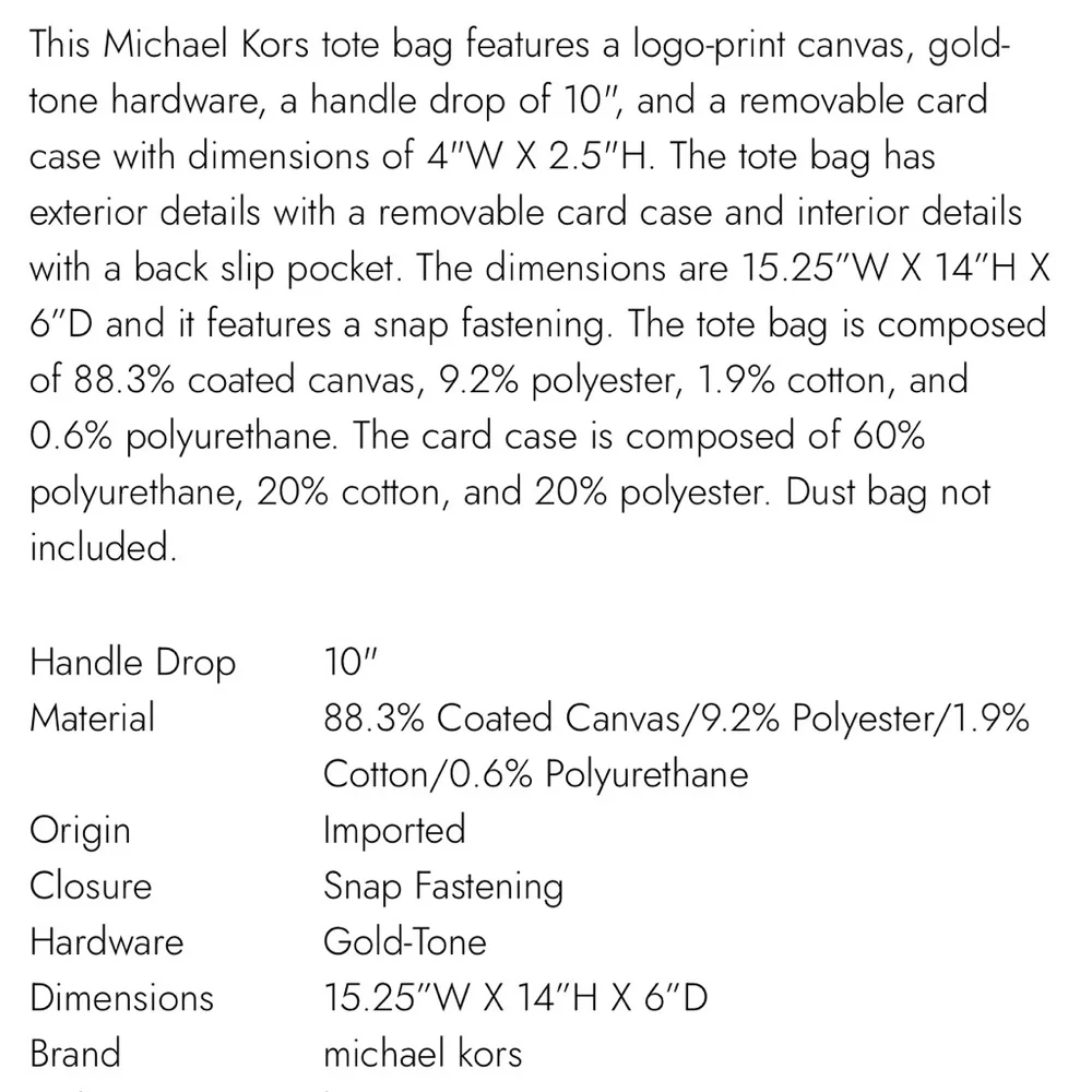 Brand new Michael Kors Logo Large Tote Canvas Bag - Picture 5 of 8